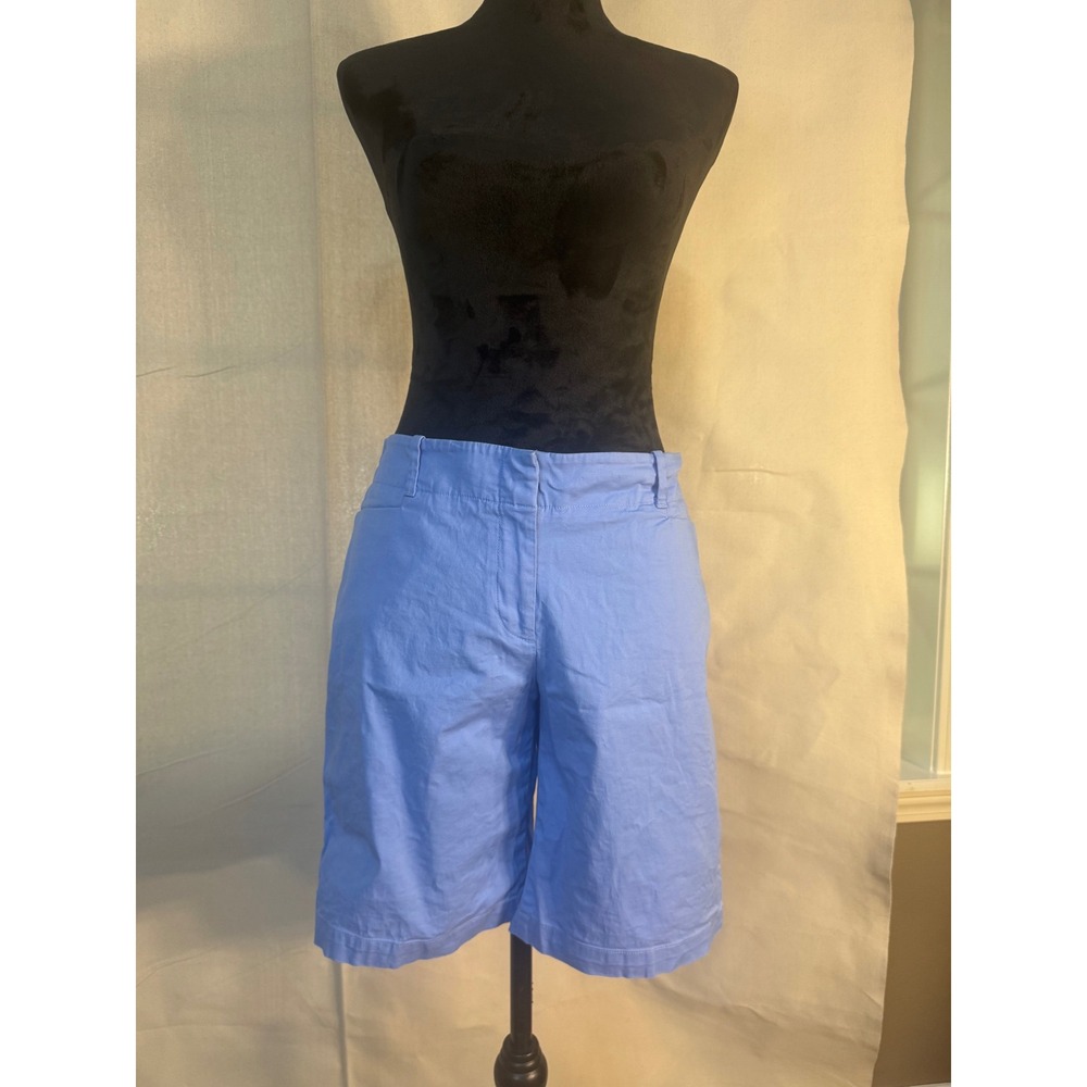 Talbots Petites Light Blue Chino Shorts Size 8P Flat Front Knee Length Casual